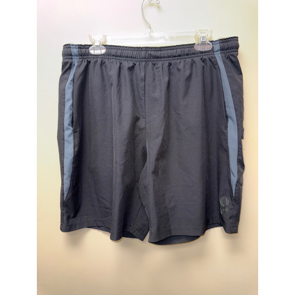 Spyder Active Mens Black Grey Neon ProWeb Athletic Gym Training Shorts Large